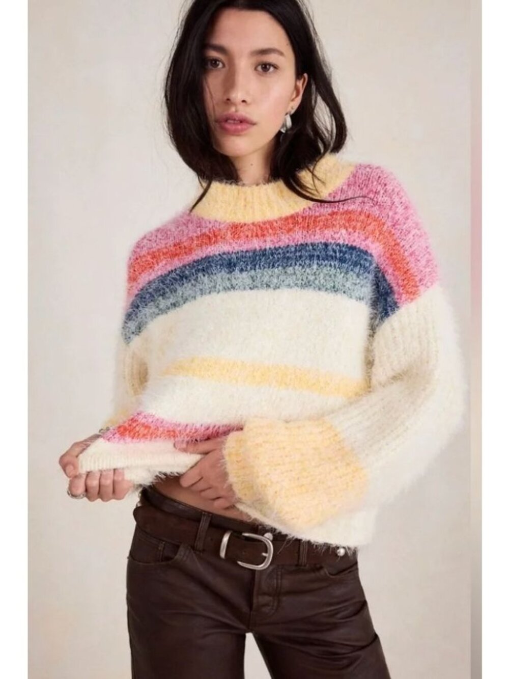 NWT Free People Candy Lane Sweater in Candy Combo-sz Medium